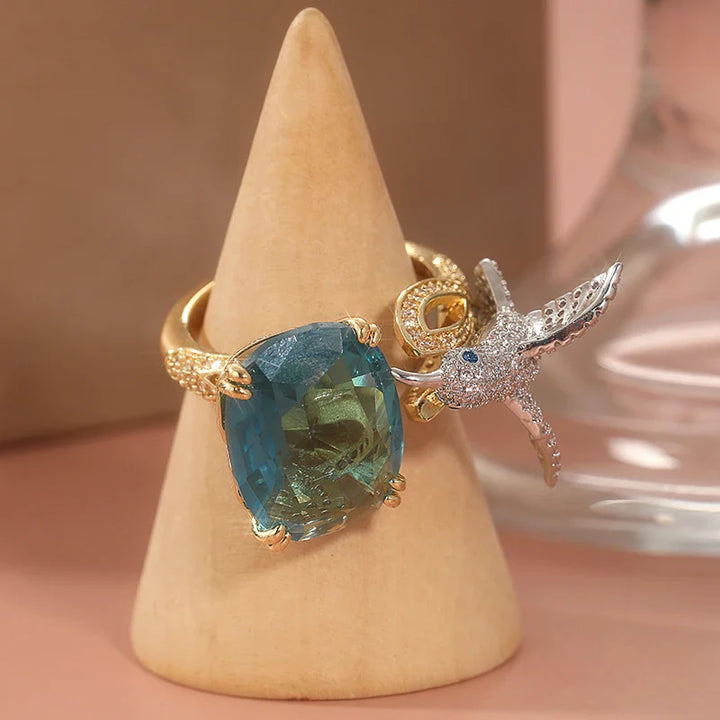 Emily & Isabella Brooks | Adjustable Hummingbird Ring – 14K Gold Plated