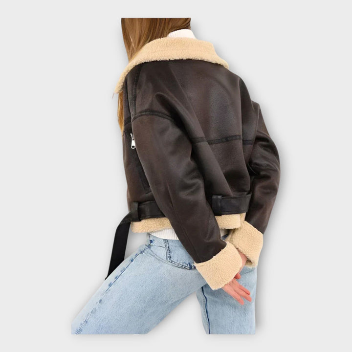Emily & Isabella Brooks | Leather Jacket with Lining and Belt