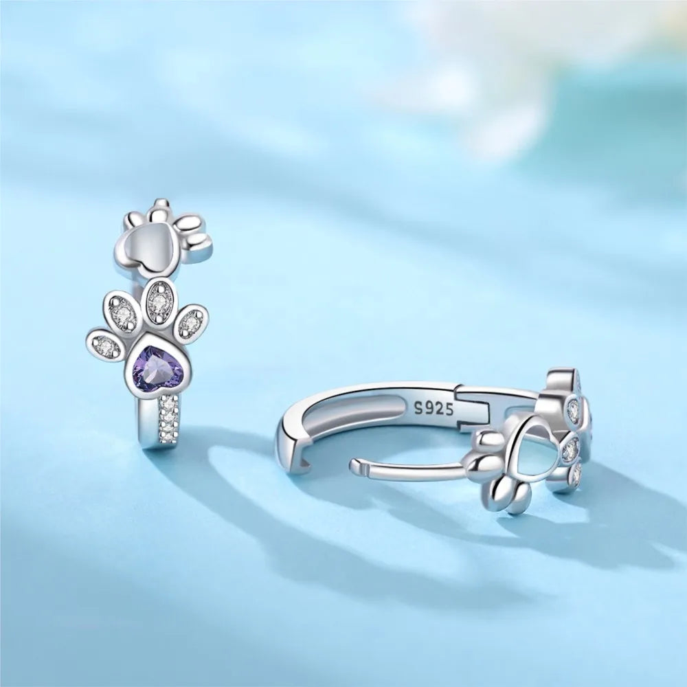 Emily & Isabella Brooks | Huggie Earrings in Sterling Silver with Zirconia and Heart Gem