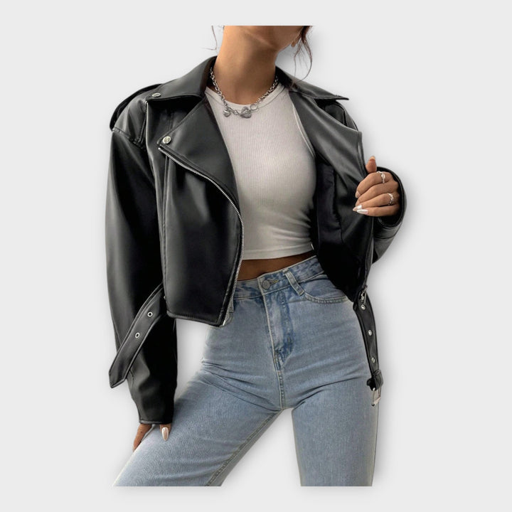 Emily & Isabella Brooks | Short Leather Jacket with Belt