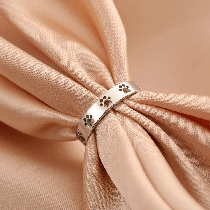 Emily & Isabella Brooks | Gold-Tone Paw Print Ring - Stainless Steel