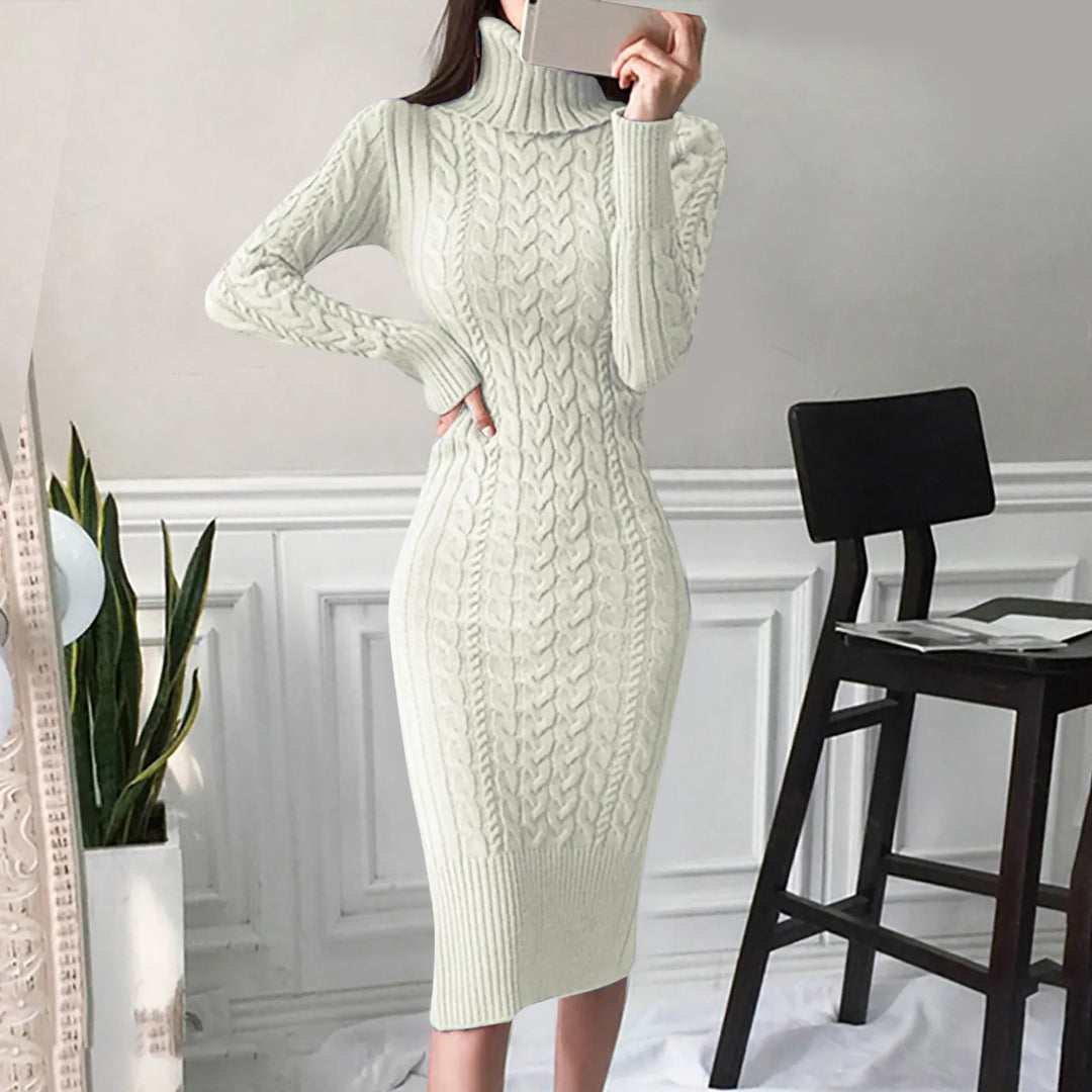 Emily & Isabella Brooks | Women's Winter Turtleneck Cable Knit Dress