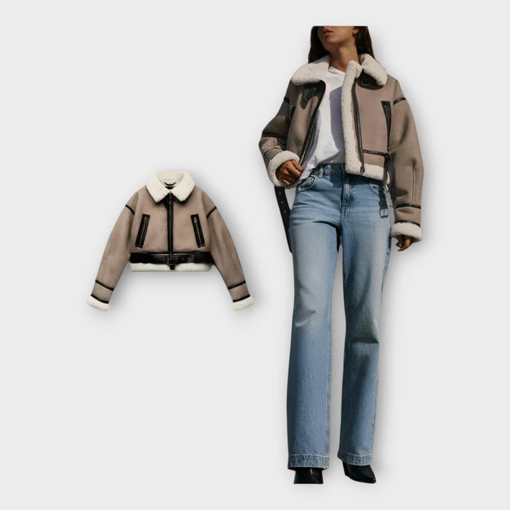 Emily & Isabella Brooks | Leather Jacket with Lining and Belt