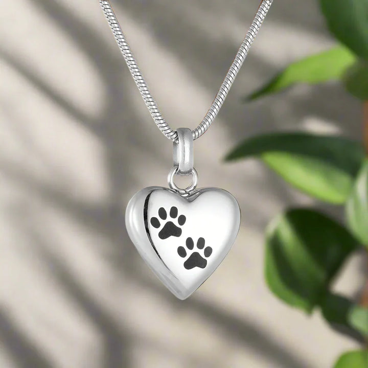 Emily & Isabella Brooks | Heart-Shaped Pendant Necklace in Metal with Paw Engraving