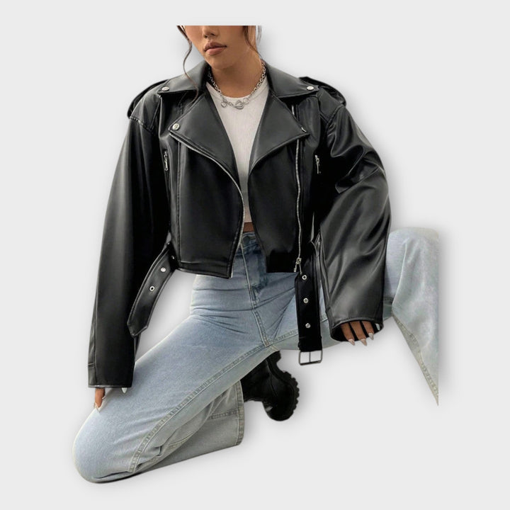 Emily & Isabella Brooks | Short Leather Jacket with Belt