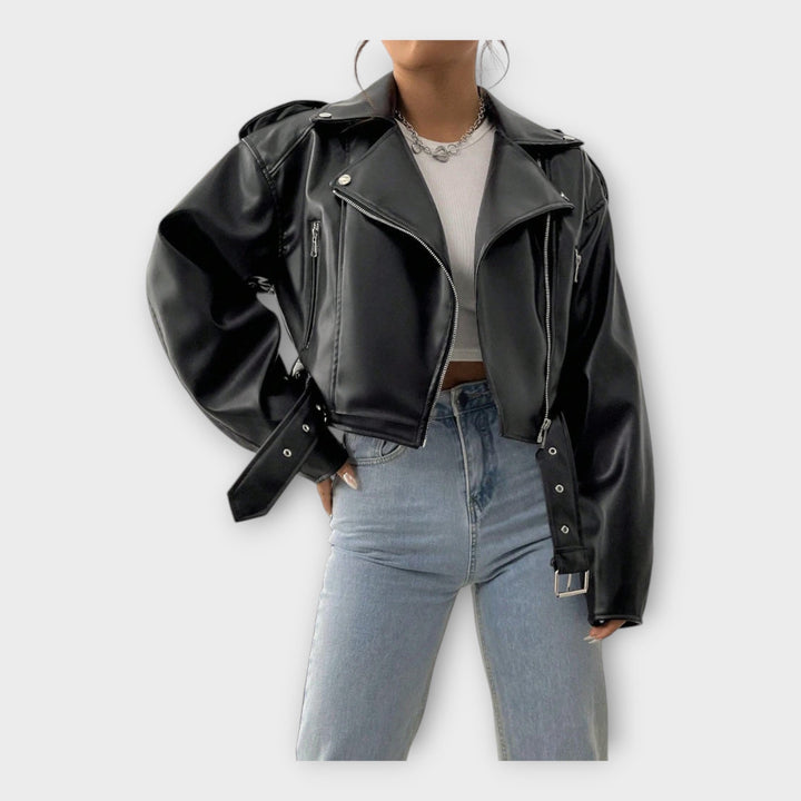 Emily & Isabella Brooks | Short Leather Jacket with Belt