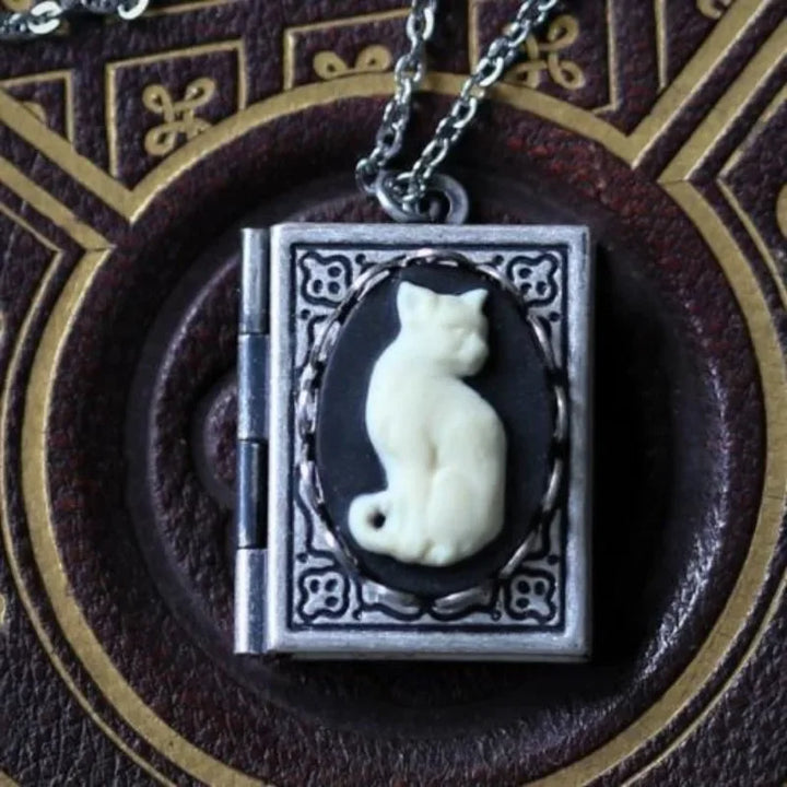 Emily & Isabella Brooks | Vintage Cat Book Pendant Necklace