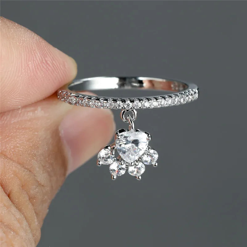 Emily & Isabella Brooks | Cat Paw & Heart Stone Ring – Gold & Silver Tone