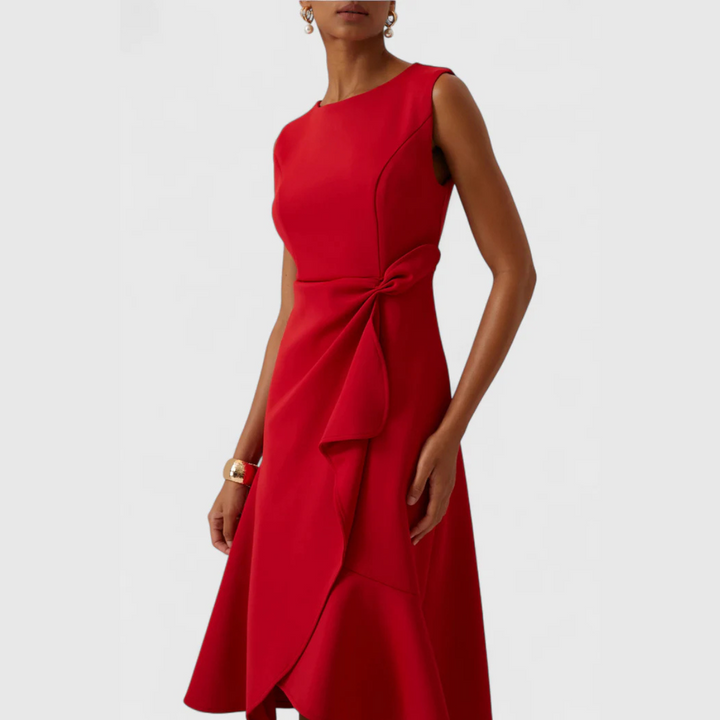 Emily & Isabella Brooks | Draped Asymmetric Midi Dress