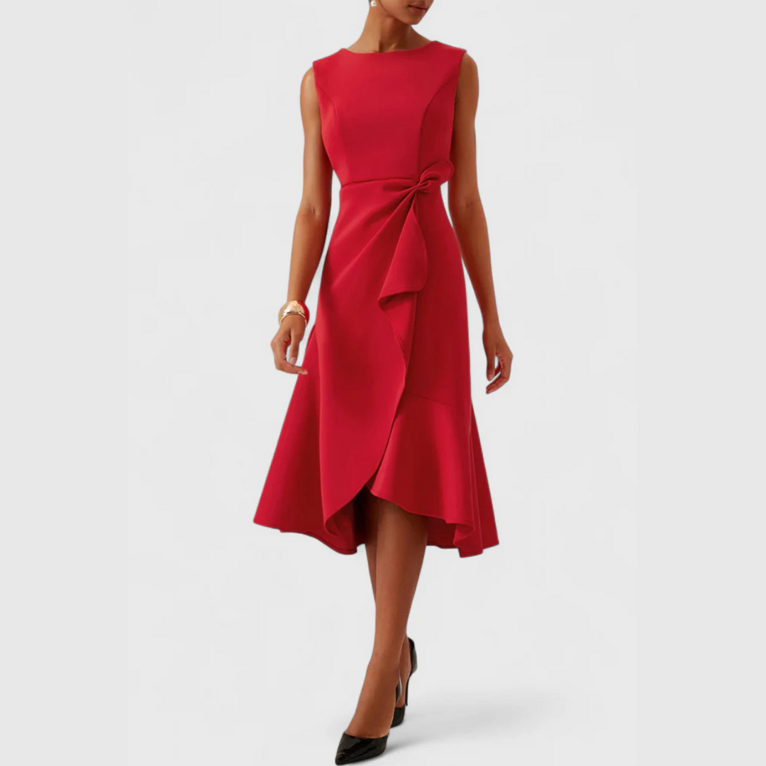 Emily & Isabella Brooks | Draped Asymmetric Midi Dress