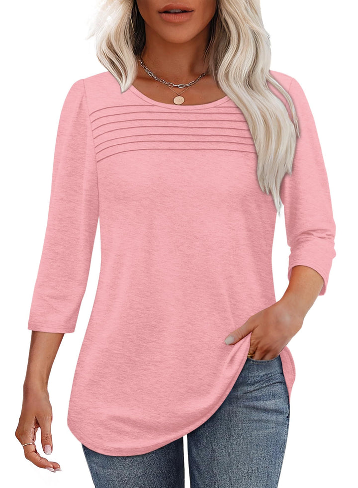 Emily & Isabella Brooks | Pleated 3/4 Sleeve Top