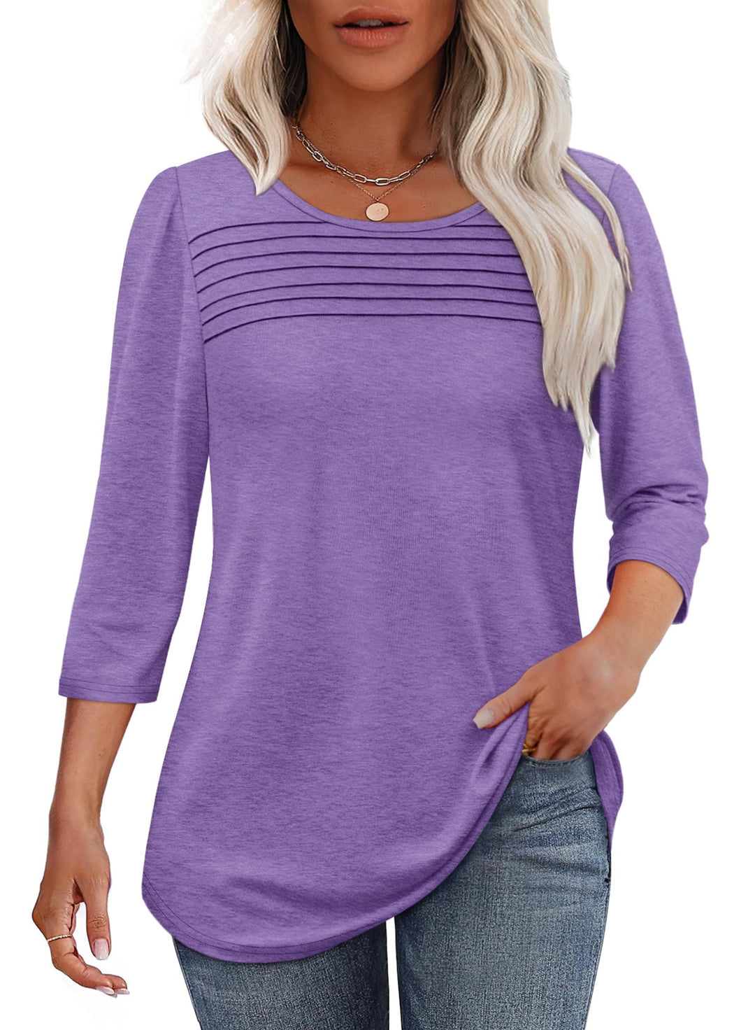 Emily & Isabella Brooks | Pleated 3/4 Sleeve Top
