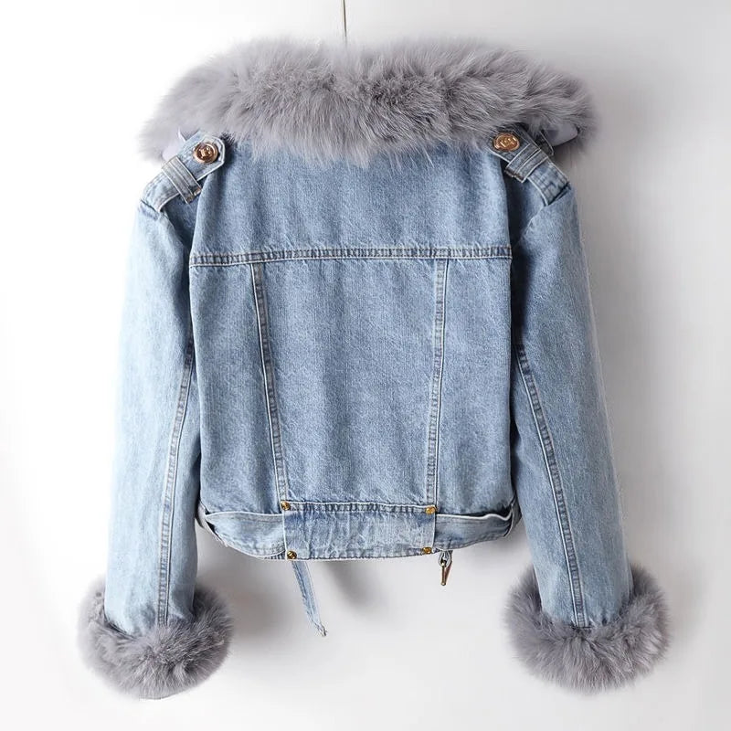 Emily & Isabella Brooks | Fox Fur Denim Jacket
