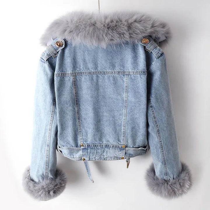 Emily & Isabella Brooks | Fox Fur Denim Jacket