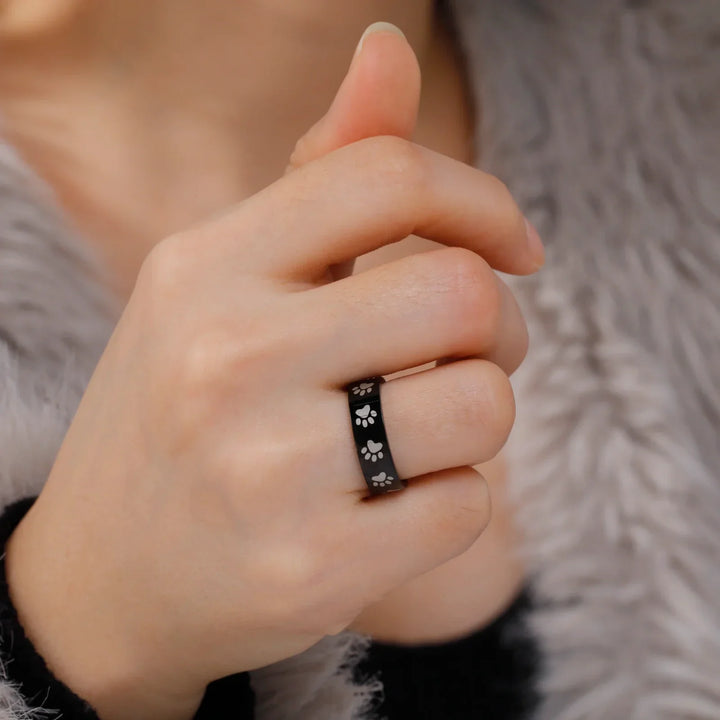 Emily & Isabella Brooks | Handcrafted Ring in Stainless Steel with Paw Print Design