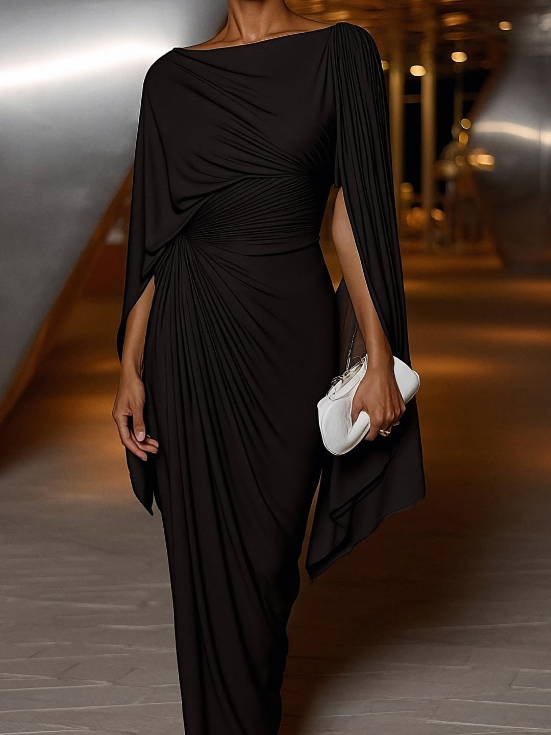 Emily & Isabella Brooks | Pleated Drape Maxi Dress