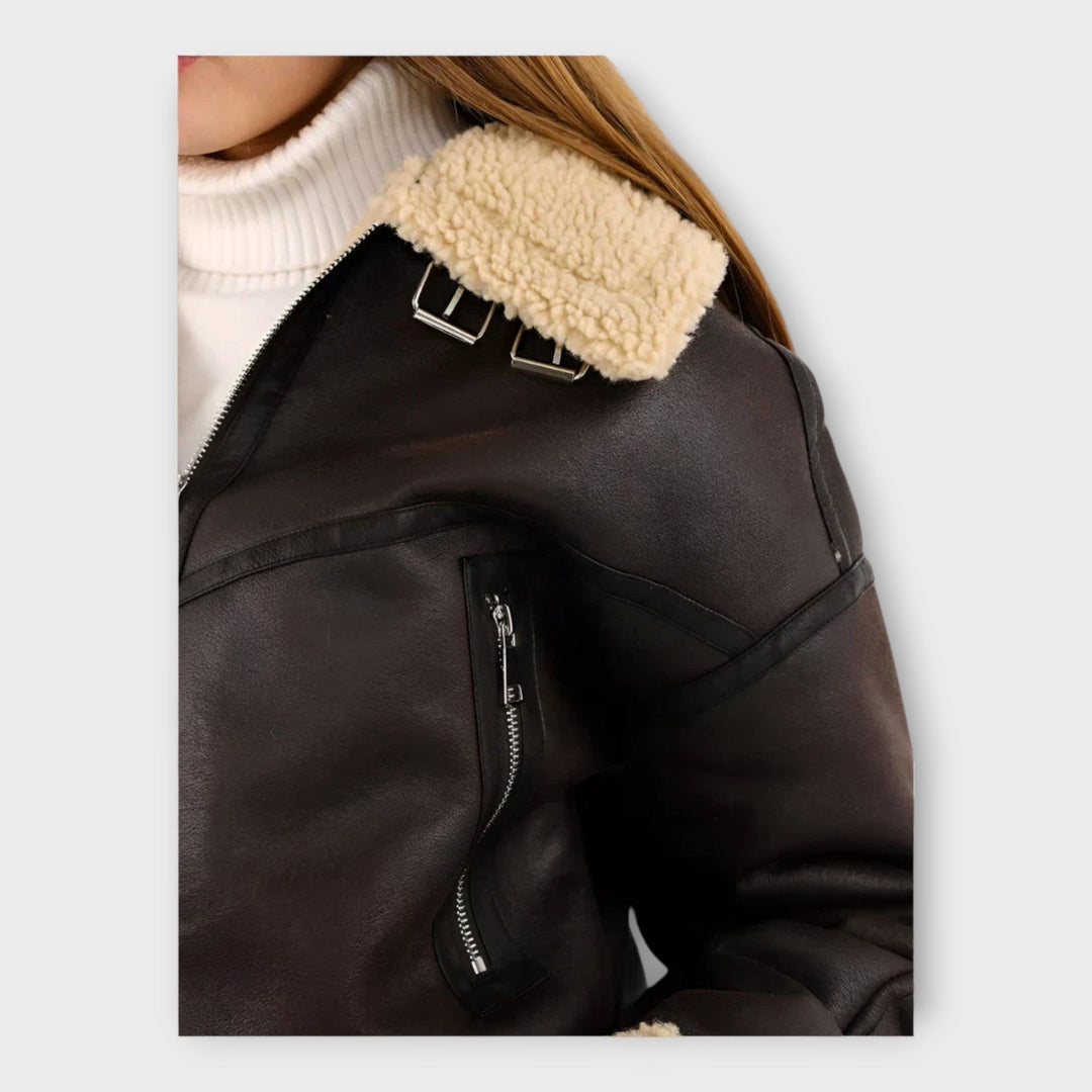 Emily & Isabella Brooks | Leather Jacket with Lining and Belt