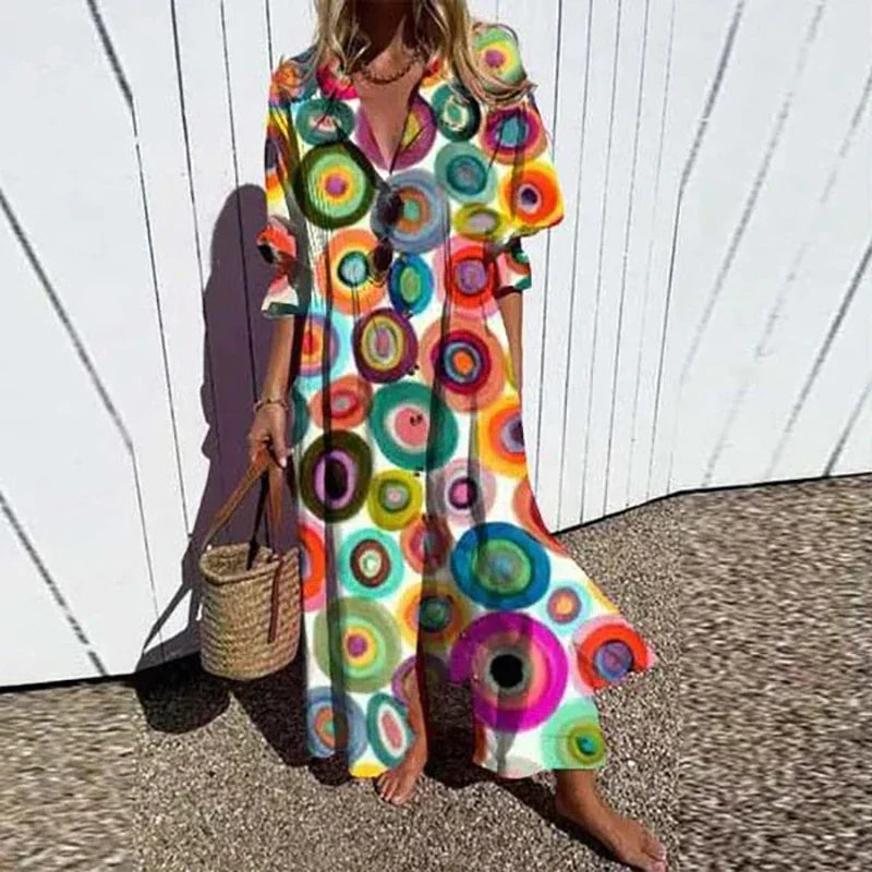 Emily & Isabella Brooks | Boho Maxi Dress with V Neck