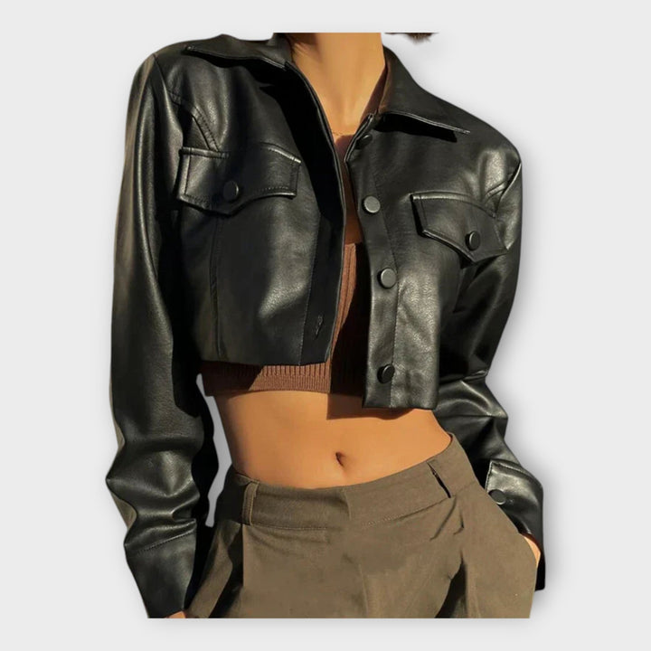 Emily & Isabella Brooks | Short Leather Jacket, Pockets