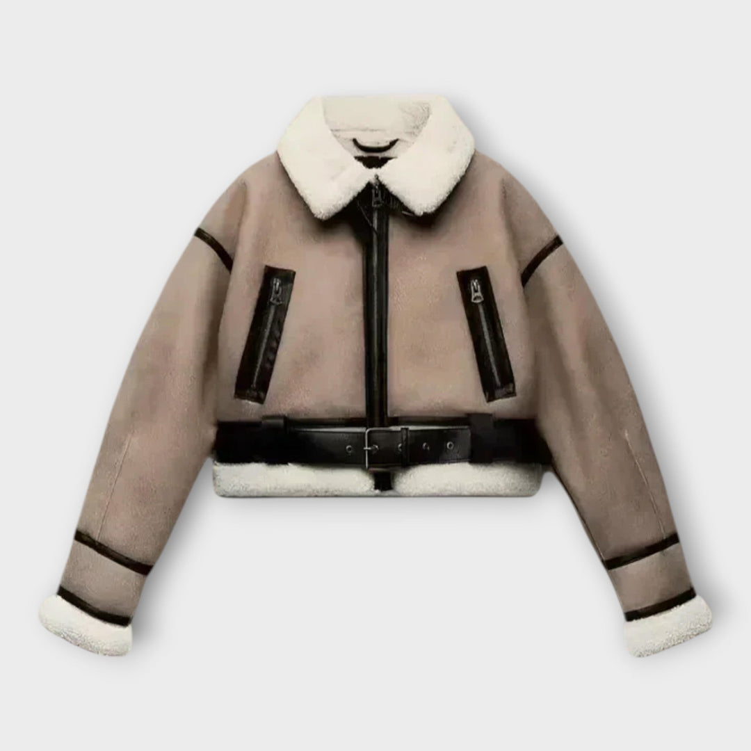 Emily & Isabella Brooks | Leather Jacket with Lining and Belt