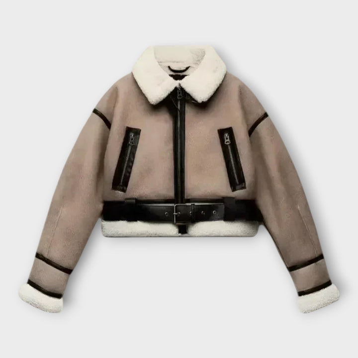 Emily & Isabella Brooks | Leather Jacket with Lining and Belt