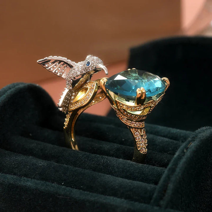 Emily & Isabella Brooks | Adjustable Hummingbird Ring – 14K Gold Plated