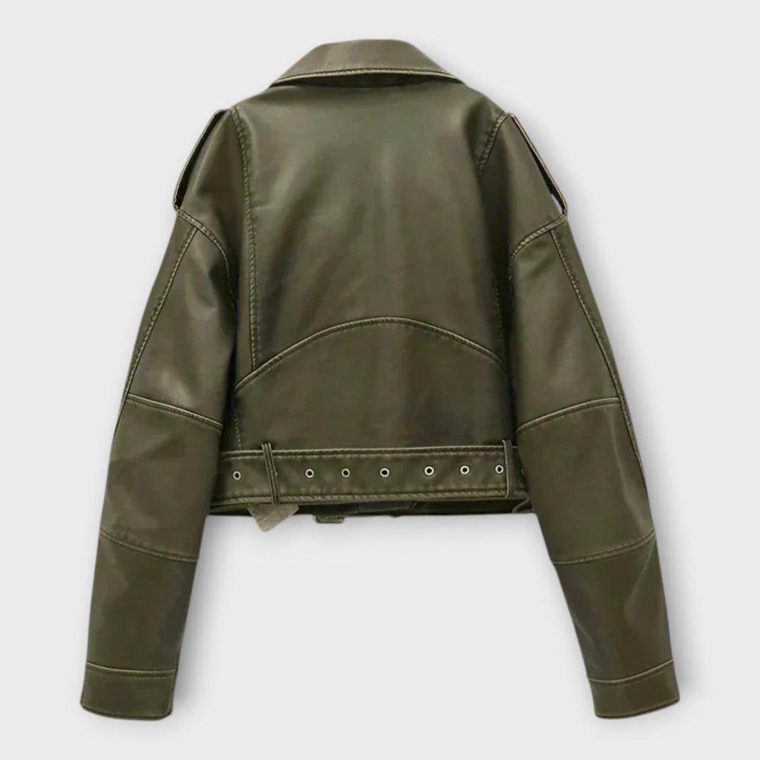 Emily & Isabella Brooks | Short Leather Jacket with Belt