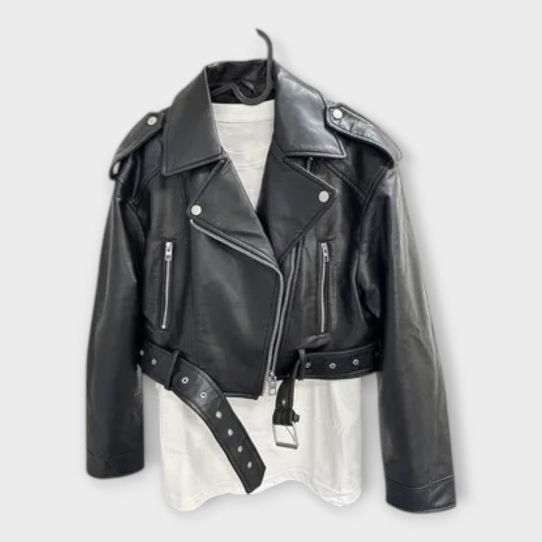 Emily & Isabella Brooks | Short Leather Jacket with Belt