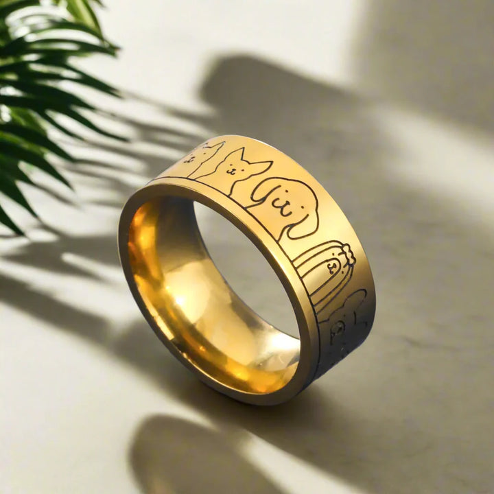 Emily & Isabella Brooks | Wide Stainless Steel Dog Ring, Engraved Design