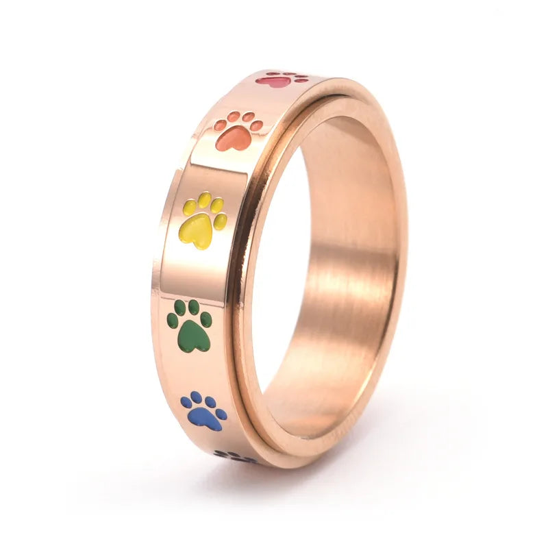 Emily & Isabella Brooks | Stress Reducing Ring – Stainless Steel with Rainbow Design