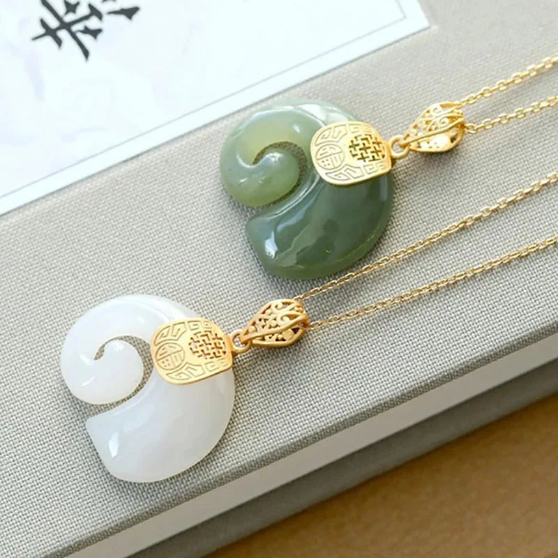 Emily & Isabella Brooks | Hetian Jade Elephant Pendant Necklace – 18K Gold Plated Chain