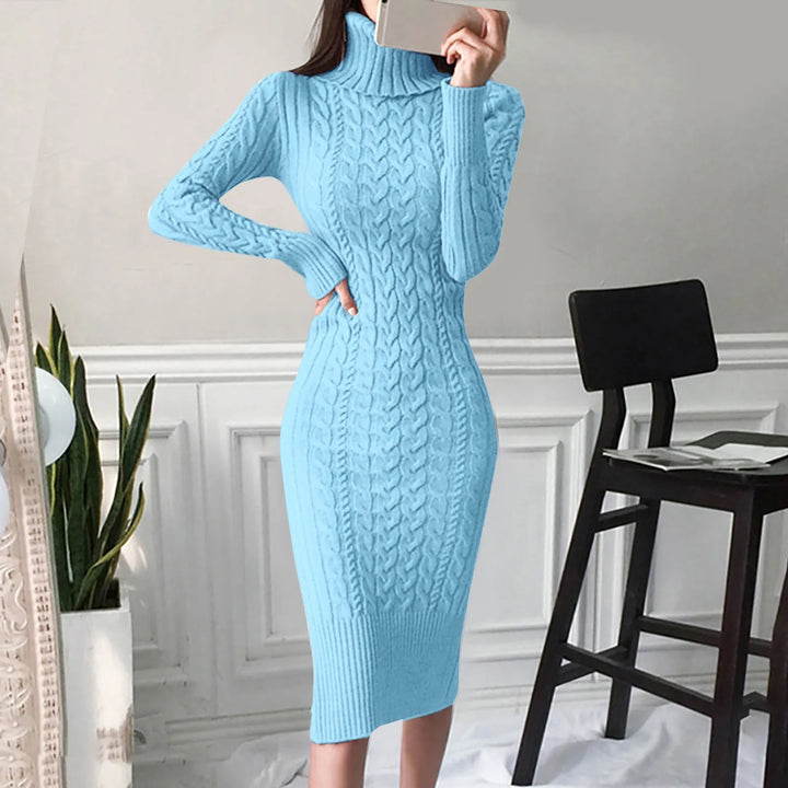 Emily & Isabella Brooks | Women's Winter Turtleneck Cable Knit Dress