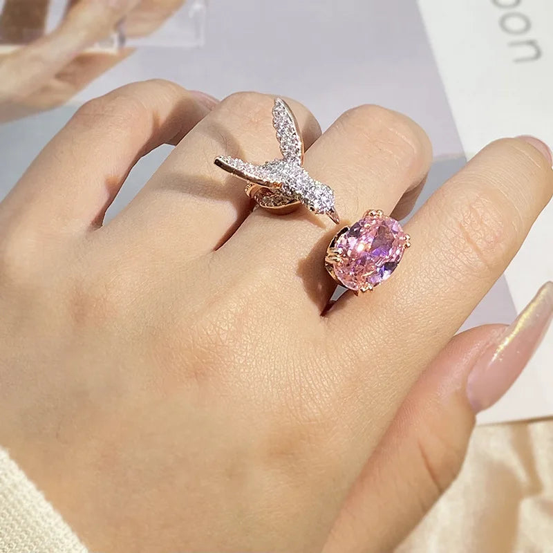 Emily & Isabella Brooks | Adjustable Gemstone Ring – Zircon, 14K Gold Plated