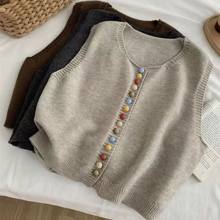 Emily & Isabella Brooks | Color-Button Knit Vest