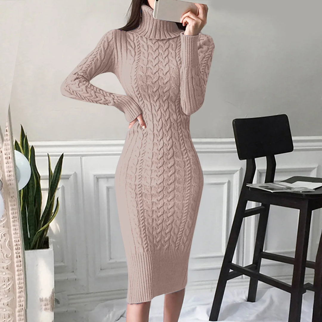 Emily & Isabella Brooks | Women's Winter Turtleneck Cable Knit Dress