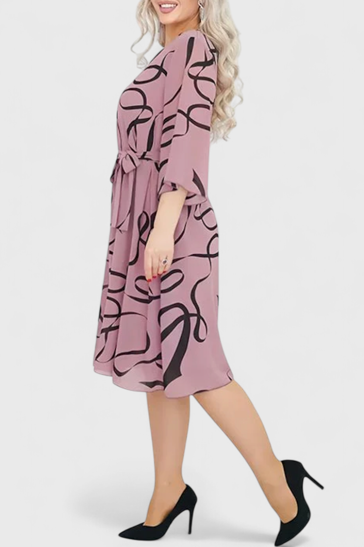 Emily & Isabella Brooks | Midi Dress, Print, Belt, Flexible Cut