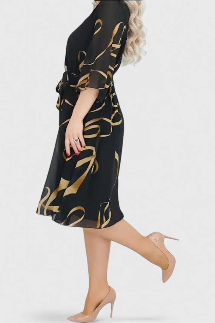 Emily & Isabella Brooks | Midi Dress, Print, Belt, Flexible Cut