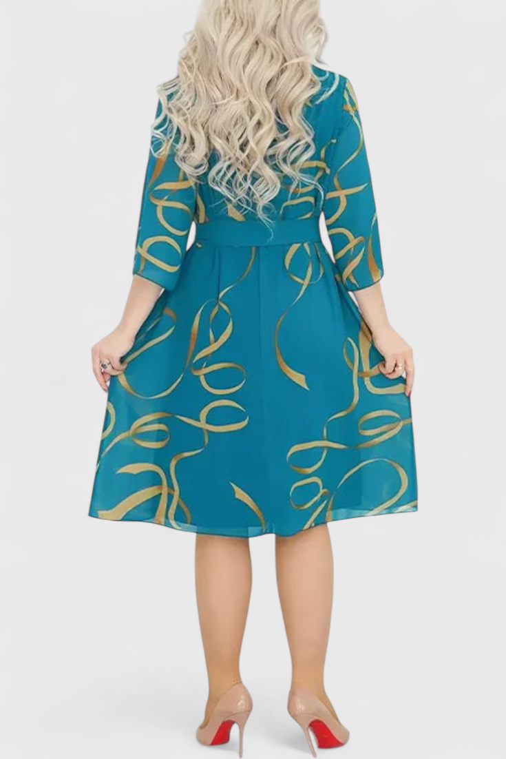 Emily & Isabella Brooks | Midi Dress, Print, Belt, Flexible Cut