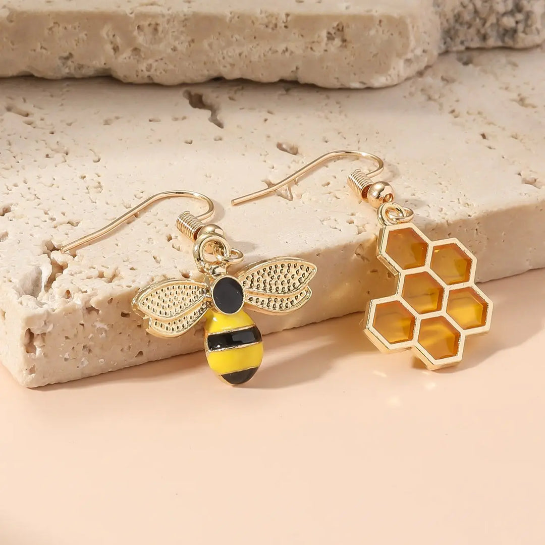 Emily & Isabella Brooks | Gold Tone Honeycomb Drop Earrings