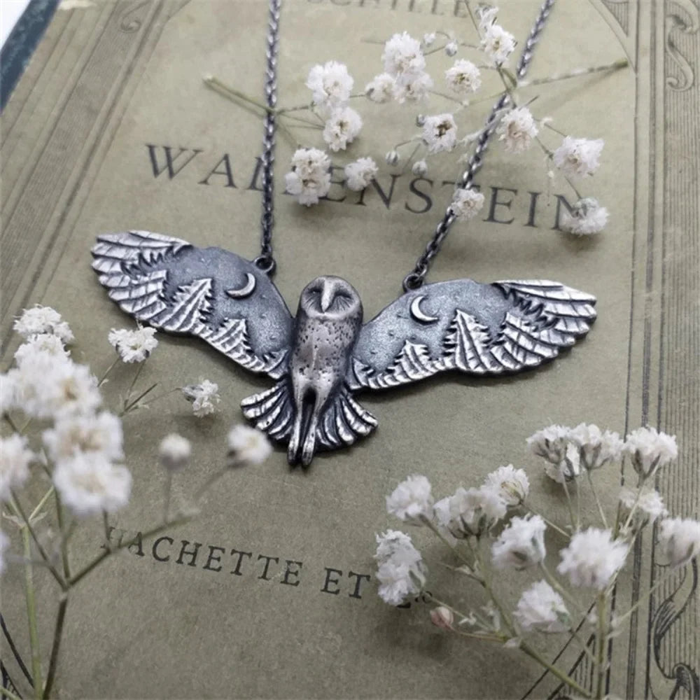 Emily & Isabella Brooks | Vintage Owl Moon Necklace