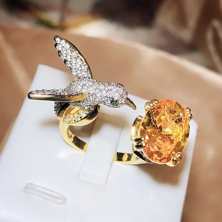 Emily & Isabella Brooks | Adjustable Gemstone Ring – Zircon, 14K Gold Plated