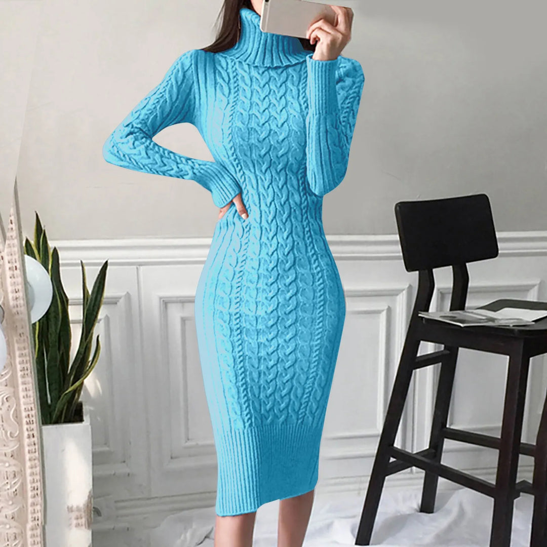 Emily & Isabella Brooks | Women's Winter Turtleneck Cable Knit Dress