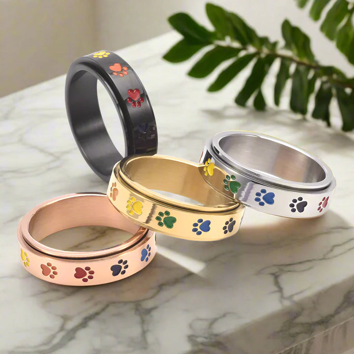 Emily & Isabella Brooks | Stress Reducing Ring – Stainless Steel with Rainbow Design