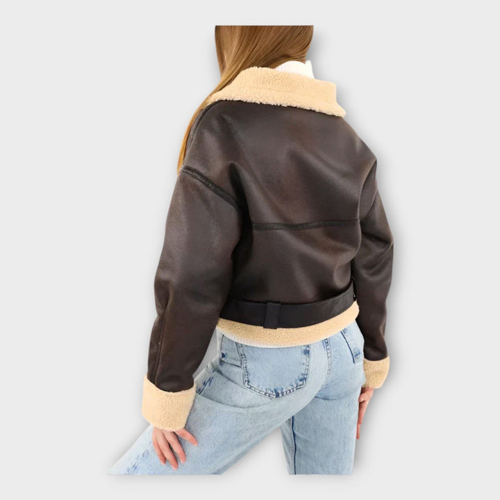 Emily & Isabella Brooks | Leather Jacket with Lining and Belt