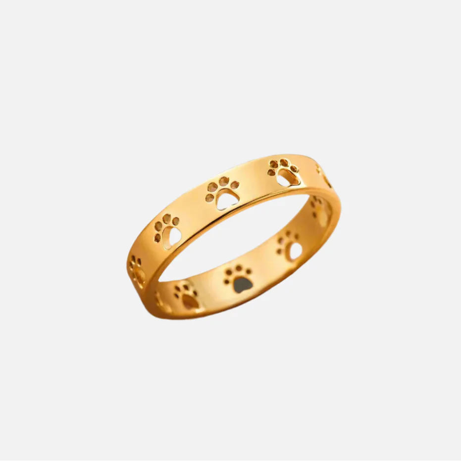 Emily & Isabella Brooks | Gold-Tone Paw Print Ring - Stainless Steel