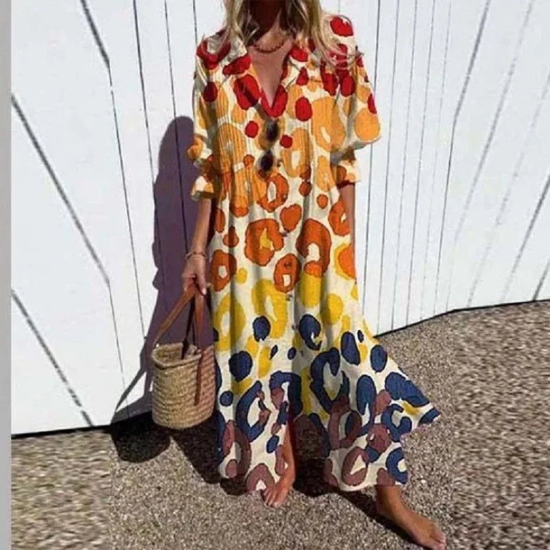 Emily & Isabella Brooks | Boho Maxi Dress with V Neck