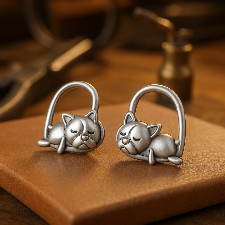 Emily & Isabella Brooks | Silver Sleeping Puppy Stud Earrings