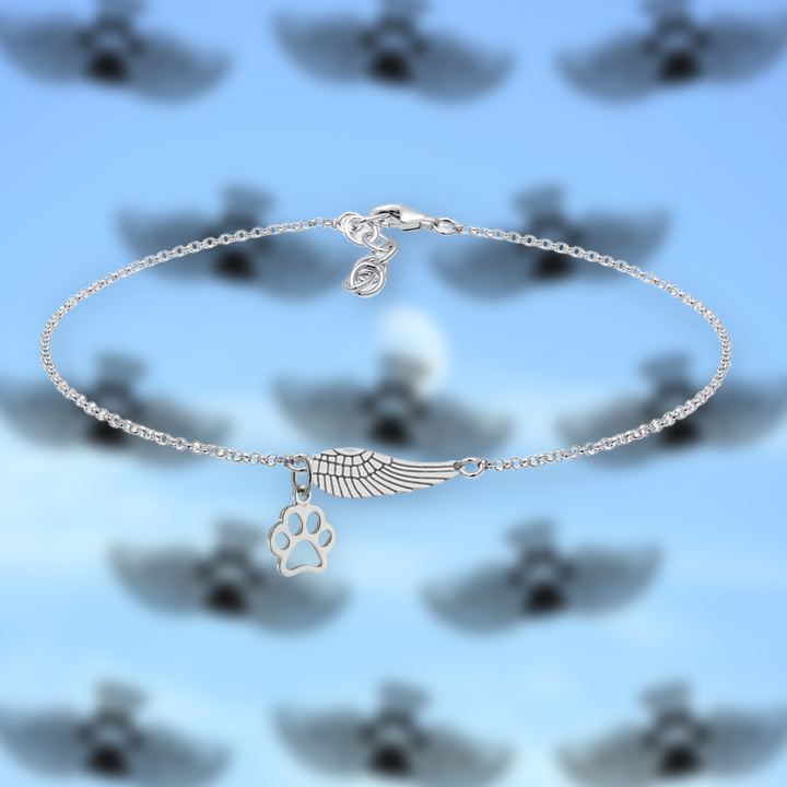 Emily & Isabella Brooks | Silver Bracelet with Angel Wing and Paw Print