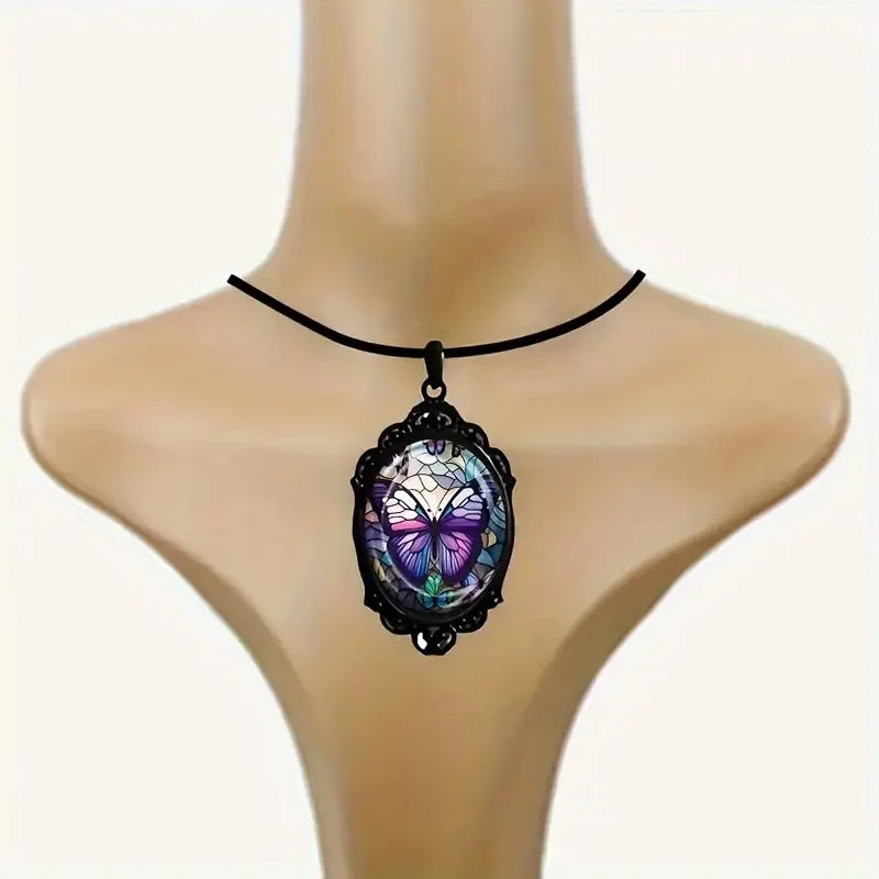 Emily & Isabella Brooks | Butterfly Pendant Necklace in Purple Crystal
