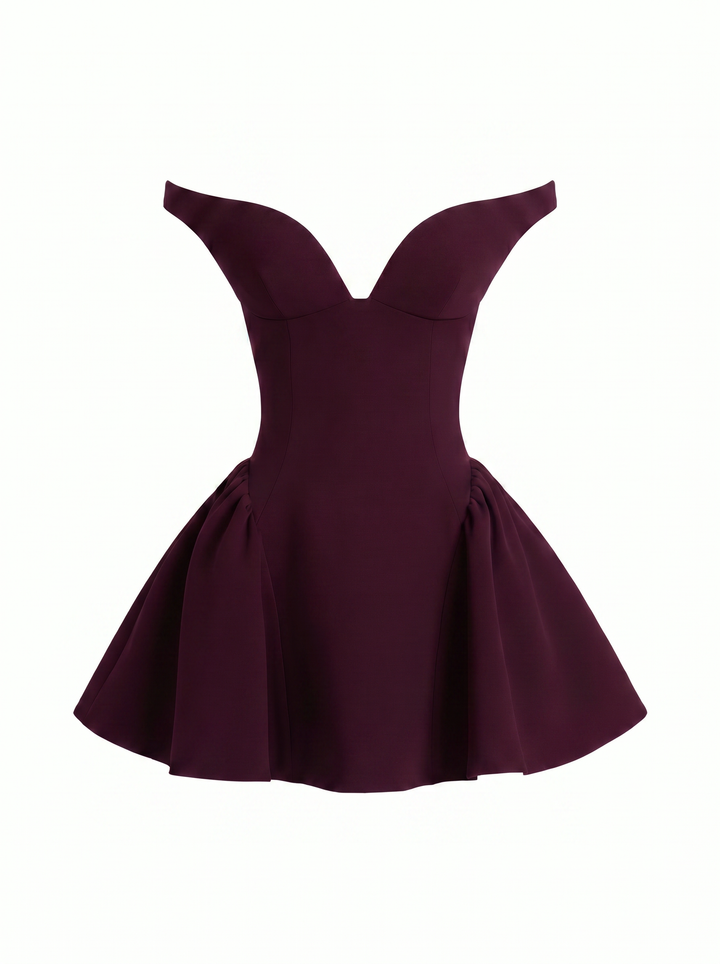 Emily & Isabella Brooks | Satin Slim Fit Off Shoulder Dress